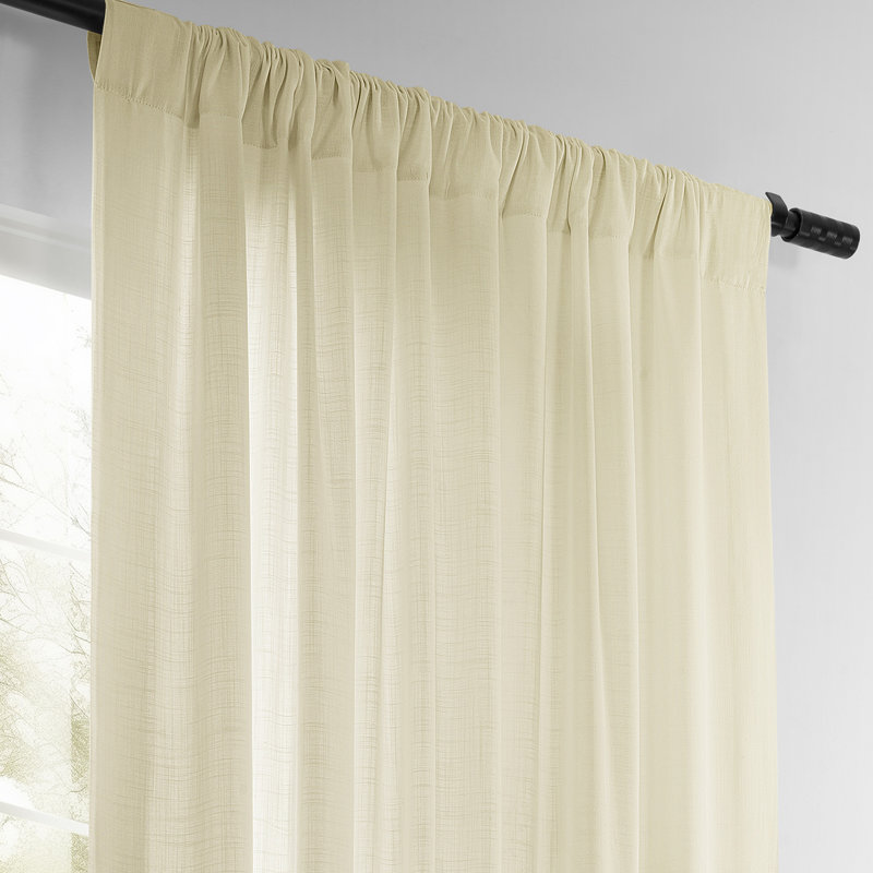 Solid Linen Blend Light Filtering Curtains For Bedroom & Living Room Curtains Pair (2 Panels), Cream, 50" W x 108" L