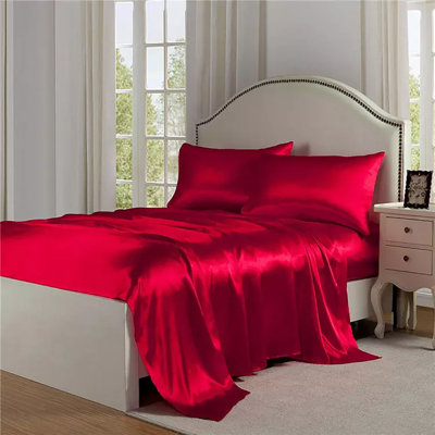 Ensemble de draps 4 pièces en satin doux et soyeux