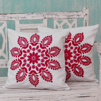 Embroidered Cotton Reversible Pillow Cover