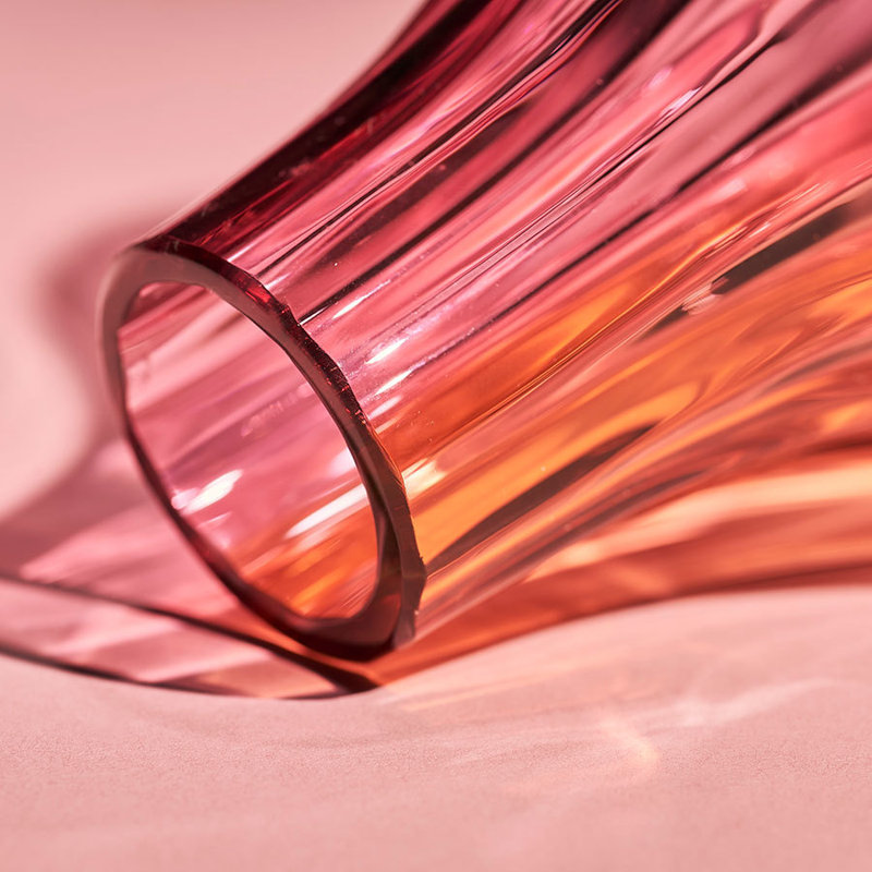 Iris Handmade Glass Table Vase, Pink/Amber