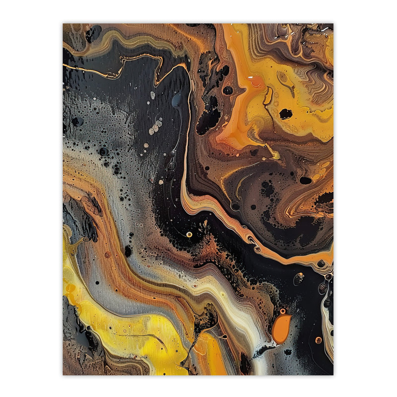 Liquid Paint Gold Abstract Painting Wall Art Print