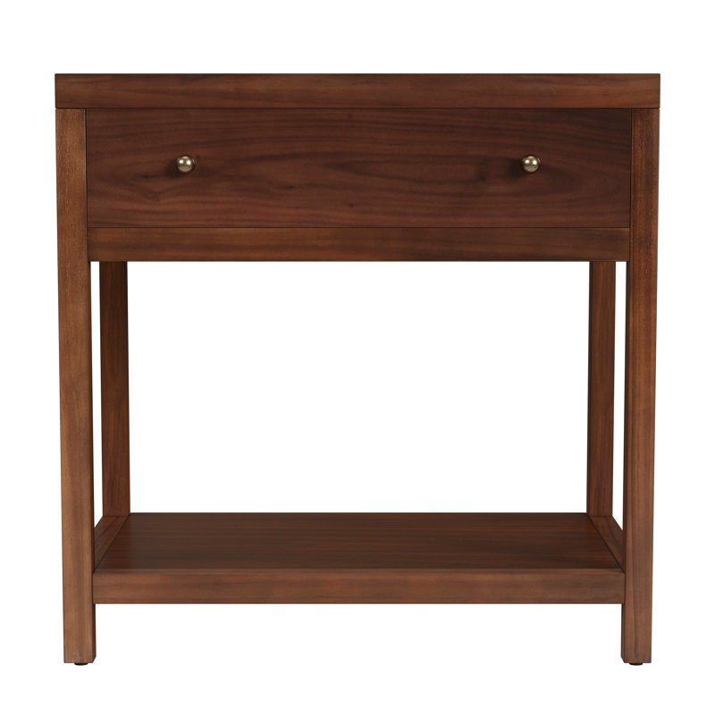 Nora 30 in. W Wood 1 Drawer Wide Nightstand with Shelf, Walnut