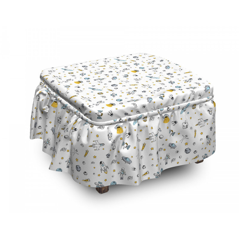 Ensemble de housse pour repose-pieds à coussins carrés 2 pièces space cosmos doodle