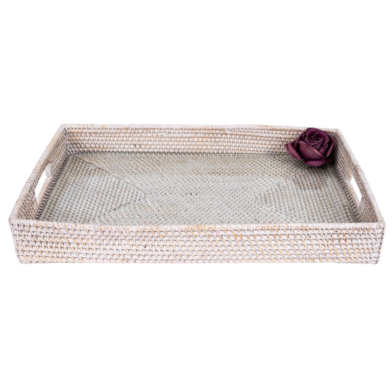 Plateau de table basse Edmond, L 22 po x P 15 po x H 3 po, Blanc délavé