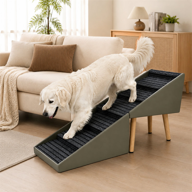Cadre monobloc robuste et haute densité, échelle extensible à six marches de 25,2 pouces, lit superposé pliable multifonctionnel pour animaux de compagnie, repose-pieds et escalier.