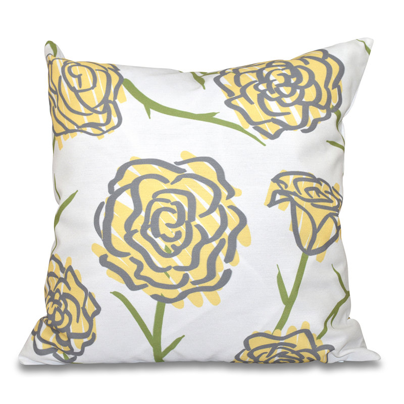 Housse de coussin d'extérieur carré Botanical Blooms, 20 po x 20 po, Jaune