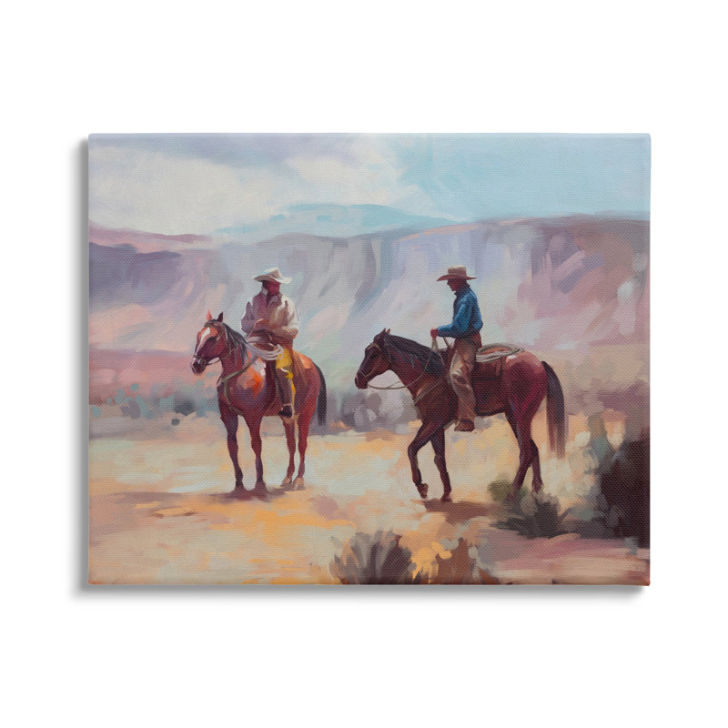 Aw-170-Canvas, paysage de chevaux de Cowboys du désert sur toile par Ziwei Li, impression, H 16 po x l 20 po x P 1,5 po