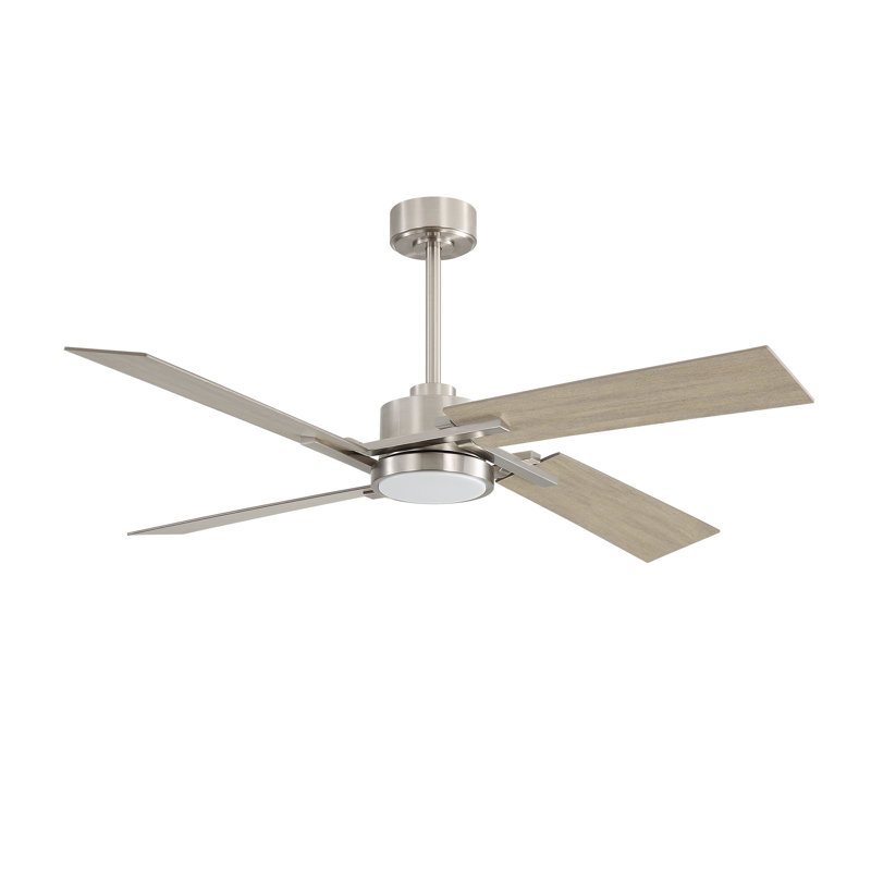Kyliegh 56'' 4-Blade DC Motor Ceiling Fan with LED Light and Remote, Tan, Silver