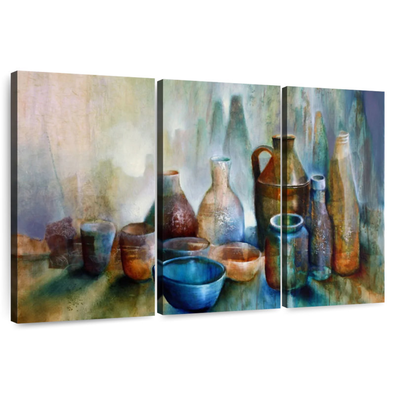 Senne nature morte avec bol bleu, H 24 po x l 38 po