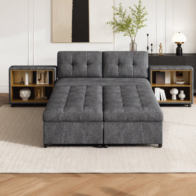 Modern Sofa 121.2" Versatile Sofa Bed Modular Sofa Free-Combined Sofa With Two Storage Racks