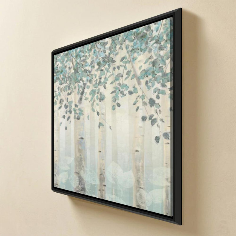 «Dream Forest I Silver Leaves» par James Wiens - impression sur toile, 20" H x 20" W, Beveled Floating Frame, Black