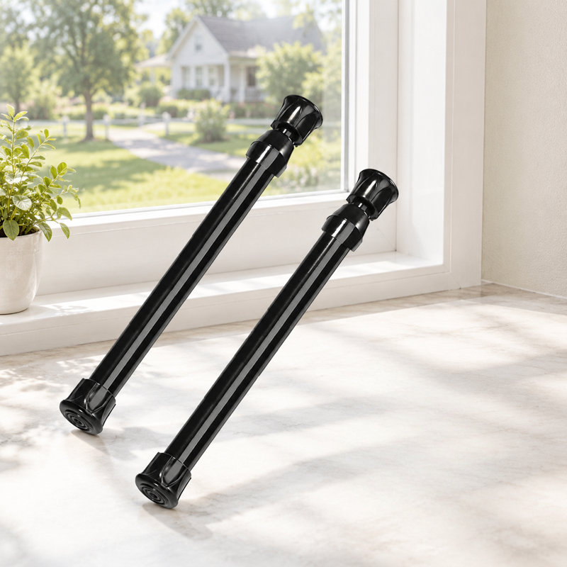 Lot de 2 petites tringles à rideaux à ressort extensibles, de 18 à 28 cm, pouvant servir de tringles à rideaux pour les ustensiles de cuisine, les armoires et les armoires ; s'adaptent aux espaces restreints pour un maintien optimal.