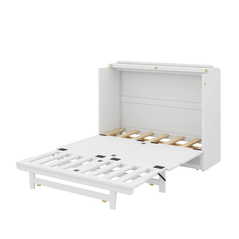 Lit escamotable spacieux avec rangement de tiroir intégré pour toutes vos nécessités, Double, Blanc