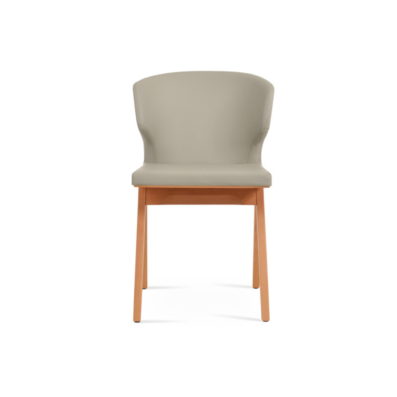 Chaise d'appoint rembourrée Amed Fino, Gris clair, Naturel