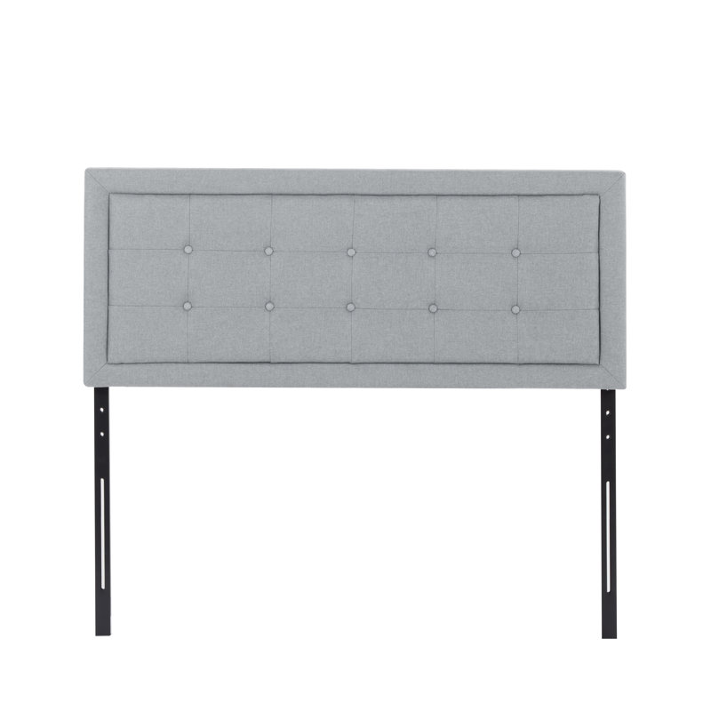 Tête de lit tapissier réglable en lin pour grand lit avec structure en métal pour chambre à coucher, gris clair, Gris