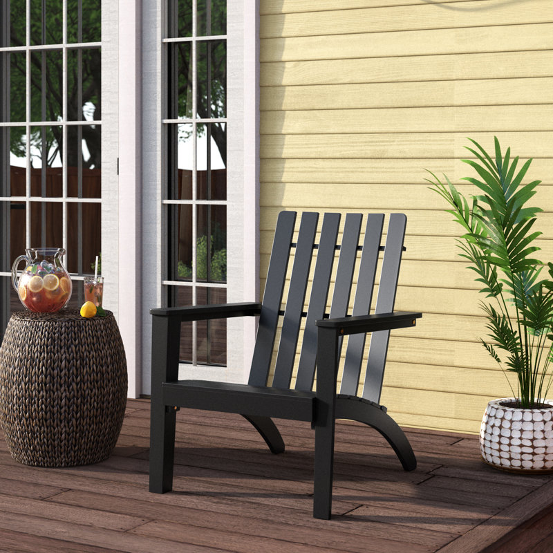 Glascock Acacia Outdoor Lounge Chair, Black