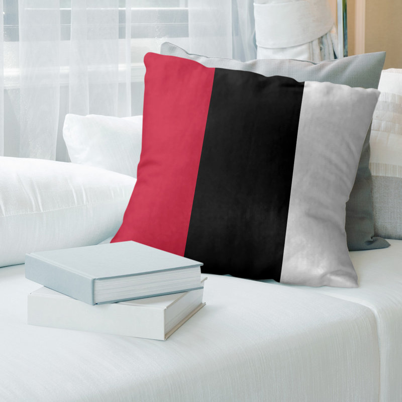 Coussin Los Angeles Los Angeles, 20 po X 20 po, Rouge / Noir / Blanc, Polyester/ Bourre en polyester
