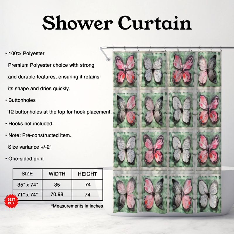 Leobardo Patchwork Shower Curtain, 74"H x 71"W
