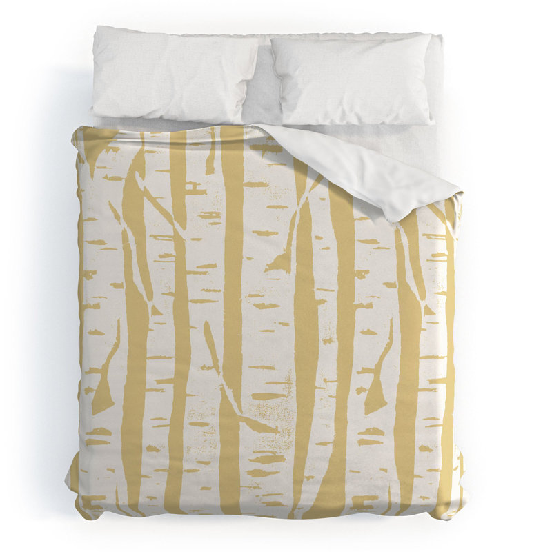 Ensemble de housse de couette ensoleillé woodcut birches, Housse de couette pour très grand lit et 2 très 