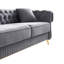 Canapé de salon Chesterfield en velours capitonné, canapé l 84,25 po, gris clair
