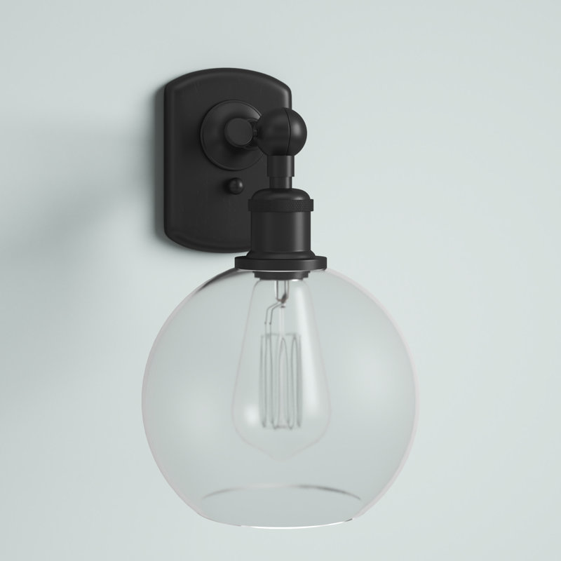 Baptista Armed Sconce, Matte Black, Clear, LED
