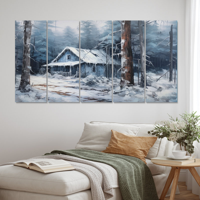 Hiver neige Marvels II - art mural sur toile, 5 panneaux égaux