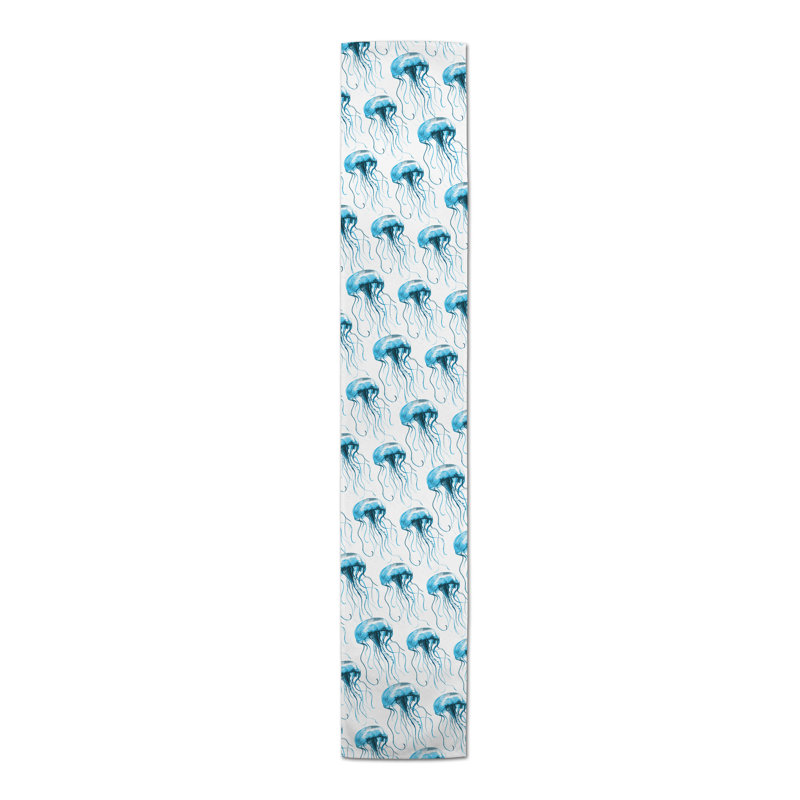 Chemin de table baleines Mckinley, L 90 po x l 16 po, Bleu, Imprimé animalier 2