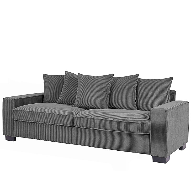 Canapé moderne avec 5 coussins décoratifs assortis et canapé 3 places, Gris