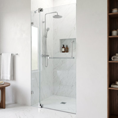 Pirouette 36-42" W x 72" H Pivot Frameless Shower Door with 3/8" Clear Glass