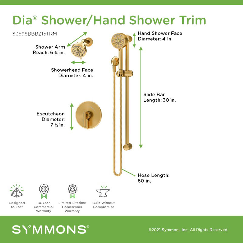 Système de douche à une poignée avec douche à main Dia HydroMersion, Bronze