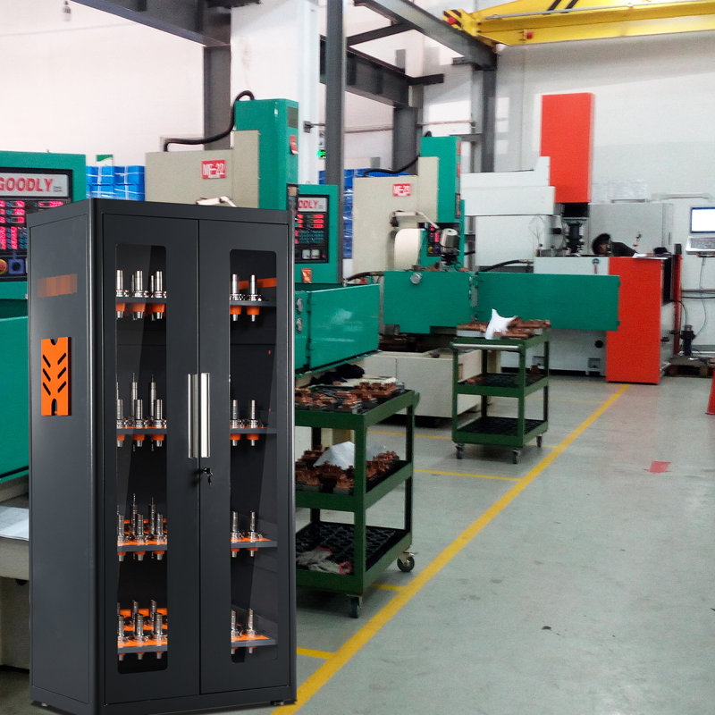 Tool Holder Cabinet, Cat40/Bt40, 33.4"L X 21.6"W 72"H, Widening Handle, Lockable, For Factories