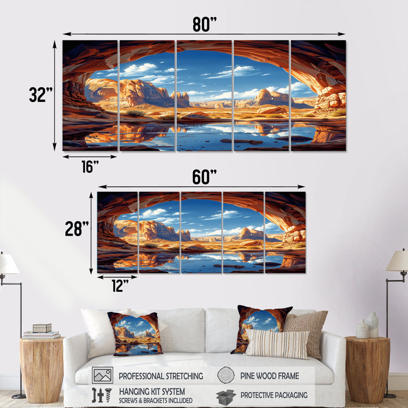 Ensemble de décorations murales Arches National Park Desert Caves Landscape II - Canyon, H 28 po x l 60 po
