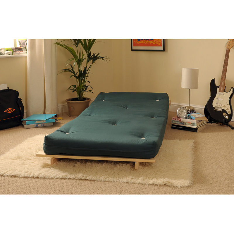 Arlete Upholstered Futon And Mattress, Green, 76cm H x 120cm W x 78cm D