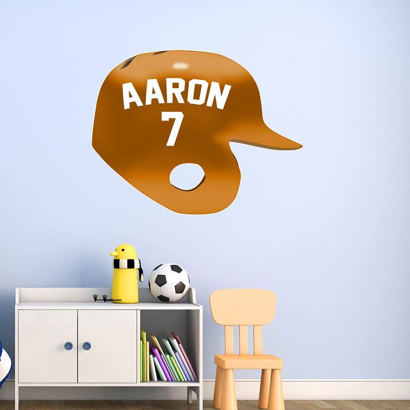 Adhésif décoratif casque de baseball, H 18 po x l 23 po, Orange