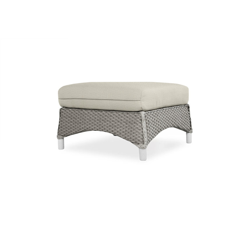 Mandalay Outdoor Ottoman, Sailcloth Salt, Pewter