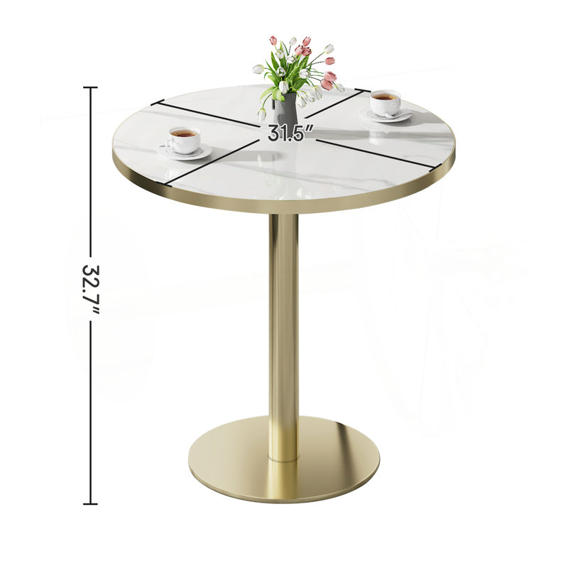 Round Modern Dinning Table 31.5 Inches Bistro Table Tulip Table With Faux Marble Top/Easy Assemble/Sturdy Metal Frame Diameter