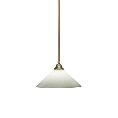 Luminaire suspendu suspendu avec tige en verre mousseline blanc 16 po