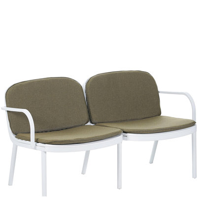 Causeuse d'extérieur en polypropylène Luna, structure blanche avec coussin vert Luna