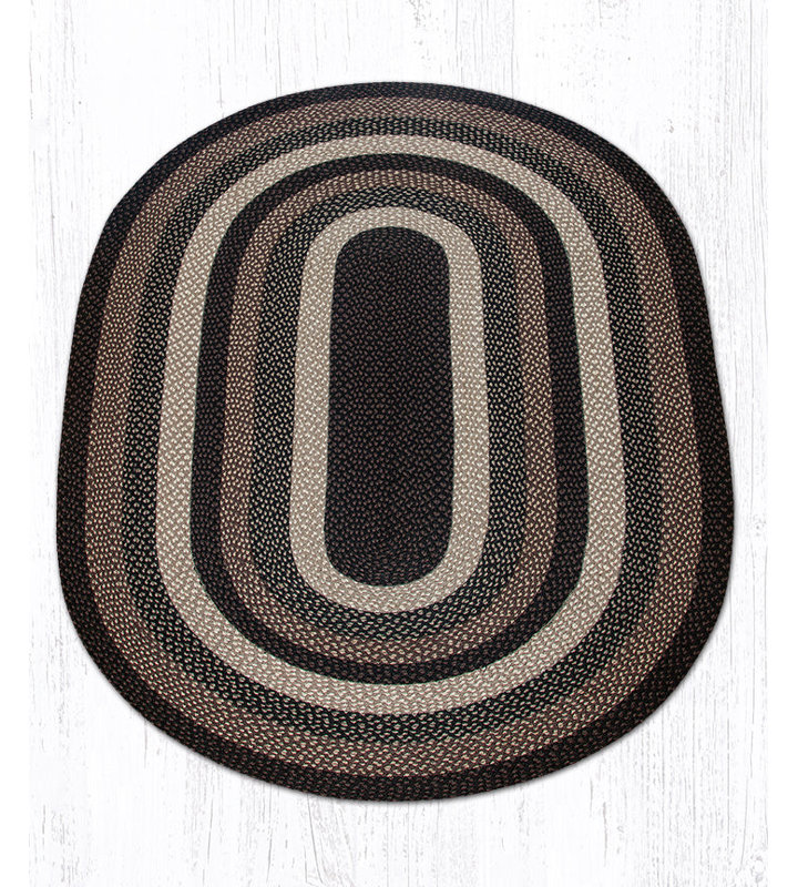 Earth Rugs Mocha/Frappuccino Oval Braided Rug Handwoven Jute, Oval 5' x 8'