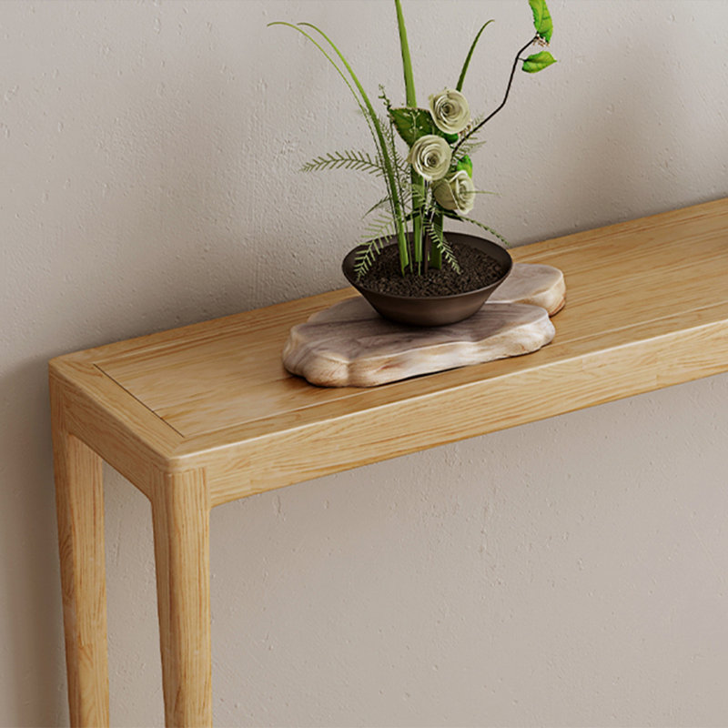 Console moderne en bois massif minimaliste moderne, H 31,5 po x l 39,37 po x P 11,81 po, Bois naturel
