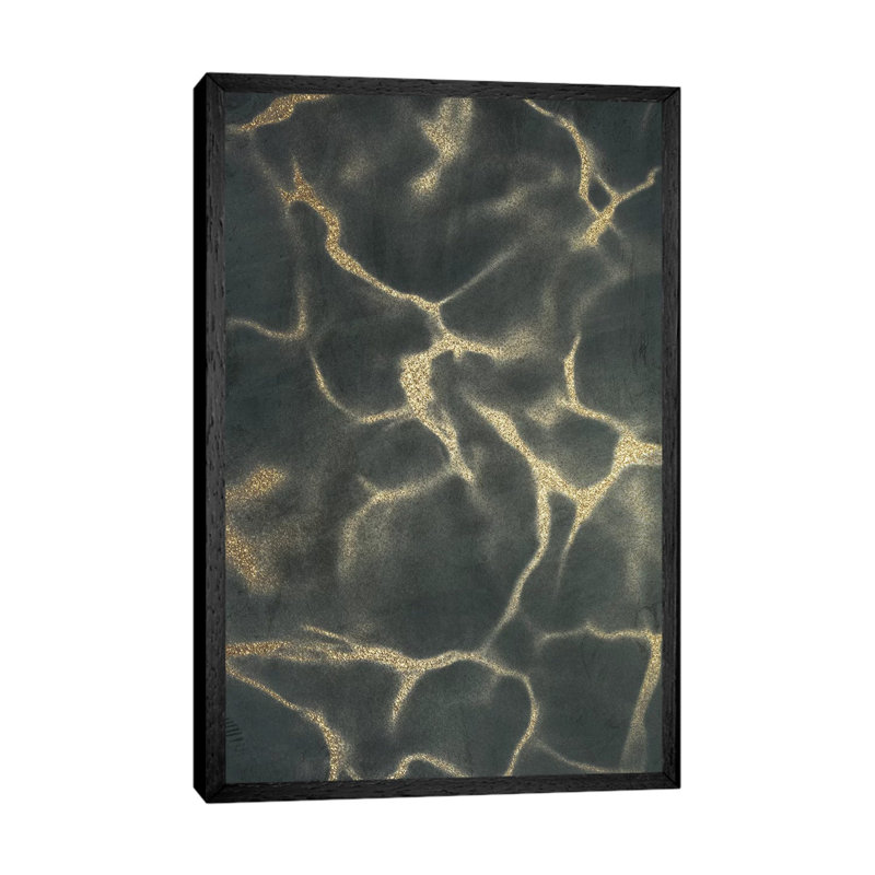 Golden Fluidity I by Marcus Prime - Painting on Canvas, 66.04cm H x 45.72cm W x 3.81cm D, Black Framed