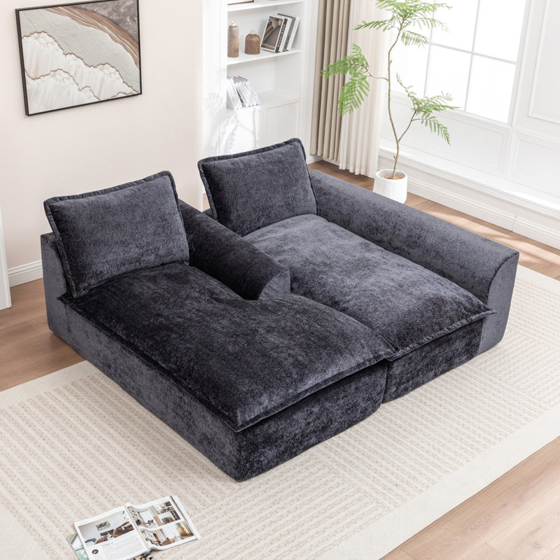 Grand canapé modulaire 103 "désossé 103" Cloud, Orienté à droite, Chenille noir