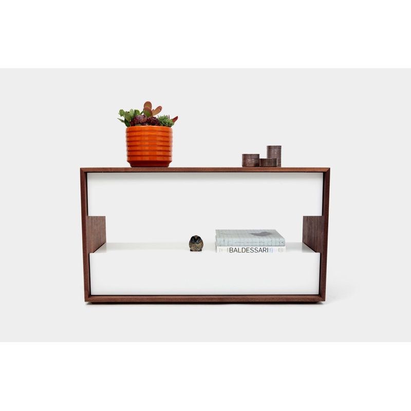Walnut and White Modern Console Table with Storage