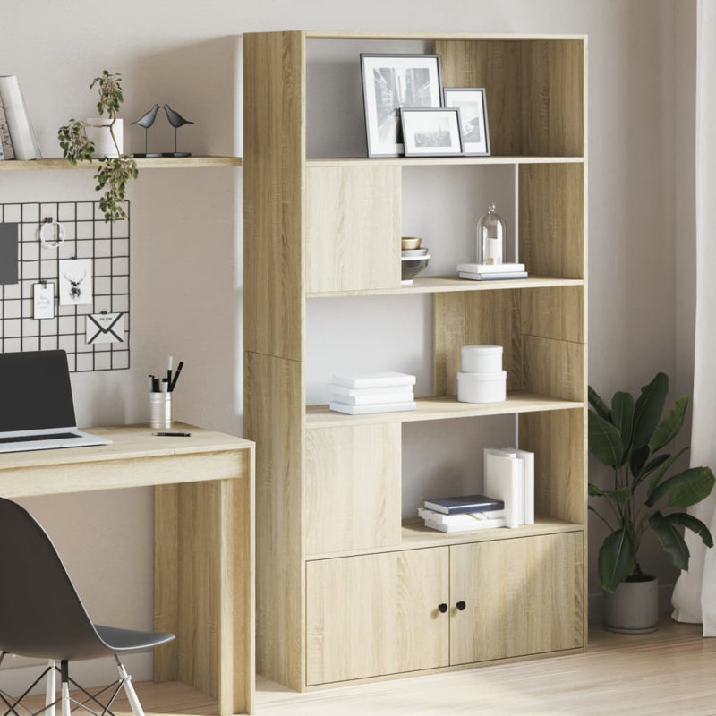 Augustinas 189cm H Bookcase, Sonoma Oak, (5 Shelves) 189cm H x 100cm W x 36cm D