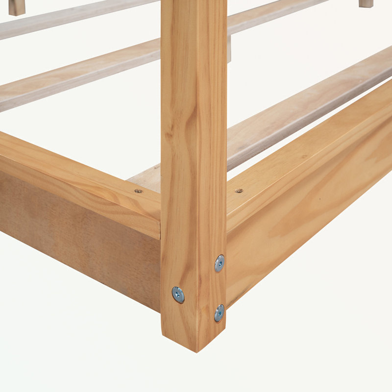Lit plateforme à baldaquin avec pieds de support, Naturel, Grand