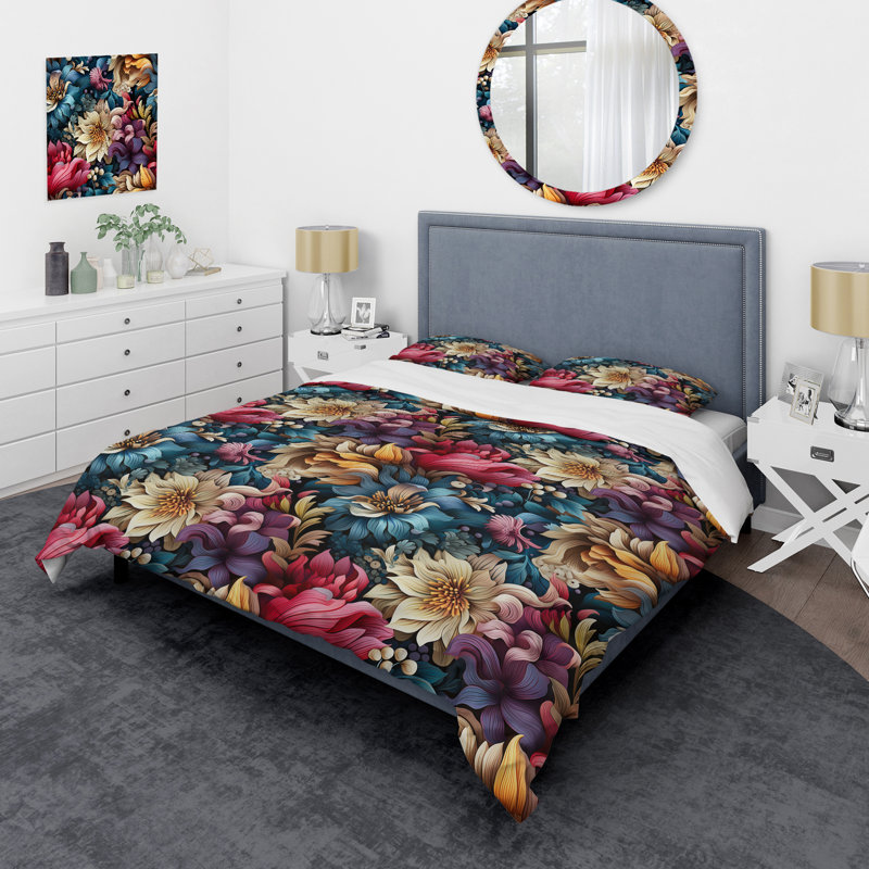 Ensemble de housse de couette en marbre Mekhaï Enchanted Paisley Gard, Housse de couette simple + 1 taie décorative stan