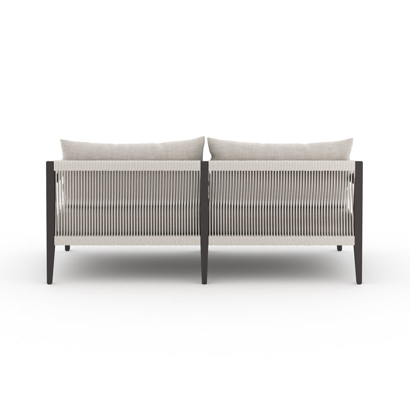 Sherwood Outdoor 2 - Seat Loveseat, Aluminum, Stone Gray Cushion/Bronze/White Frame