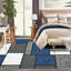Tapis bleu foncé lavable à motif géométrique moderne-1528195908