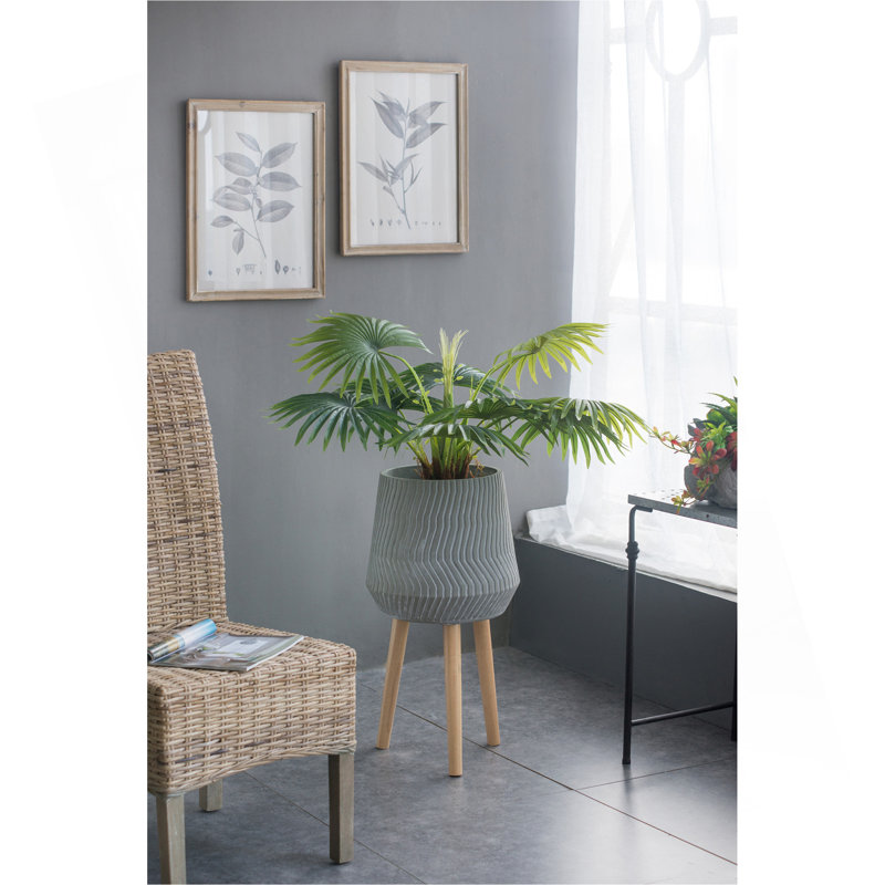 Support pour plante d'intérieur et d'extérieur en ciment 14,6 x 14,6 x 28 po