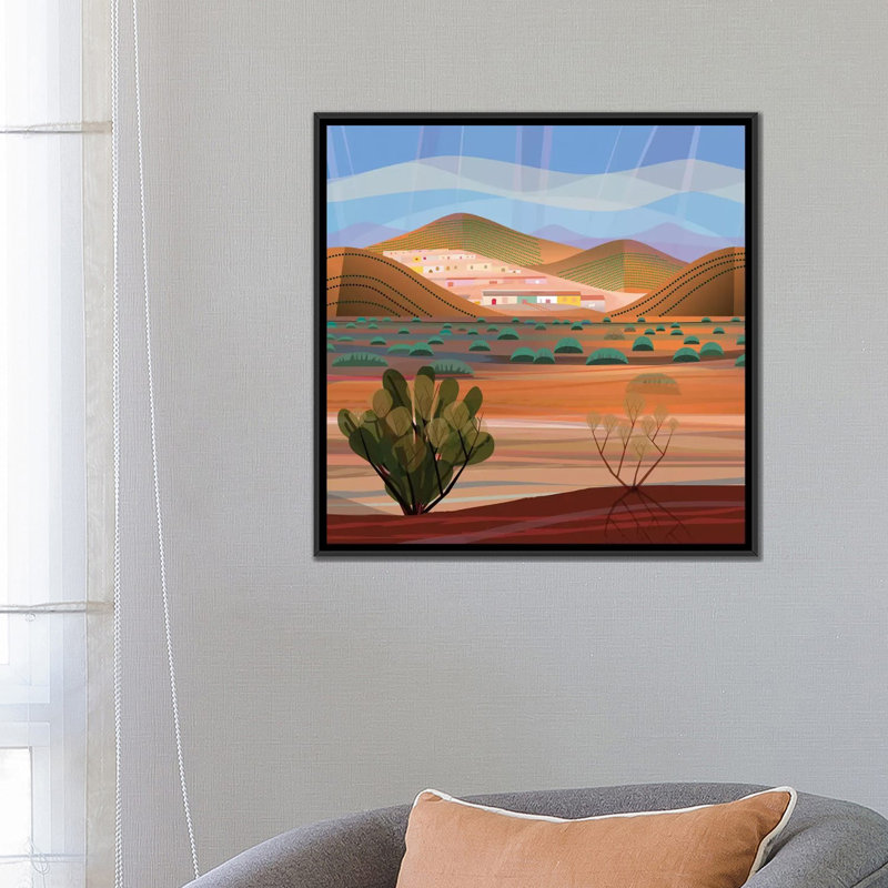 « cuivre town, square », impression sur toile, H 18 po x l 18 po x P 1,5 po, Toile avec cadre noir